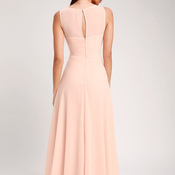 Lulu's NWT Here for Love Blush Sleeveless Maxi Dress bridesmaid formal dress L - Picture 3 of 12